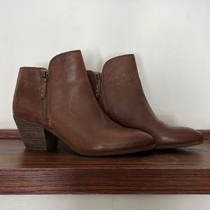 FRYE Judith double zip brown leather heeled bootie sz 10